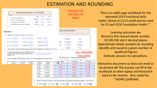 Estimation and Rounding Home Learning Workbook