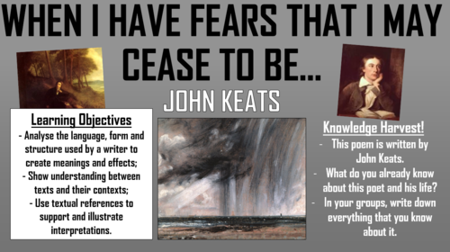 When I have fears that I may cease to be - John Keats - Lesson!