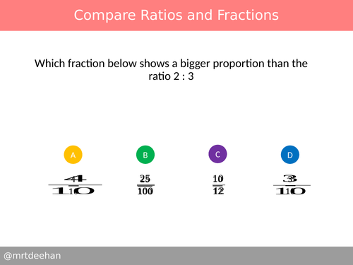 Compare Ratios and Fractions Diagnostic Questions