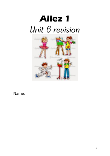 Allez 1 French Unit 6 Revision Booklet - Year 8 - excellent lockdown resource