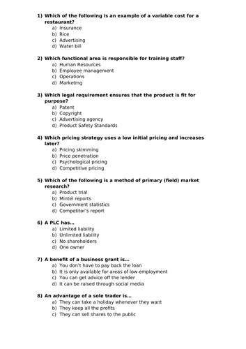 RO64 Enterprise and Marketing MCQ Question Bank