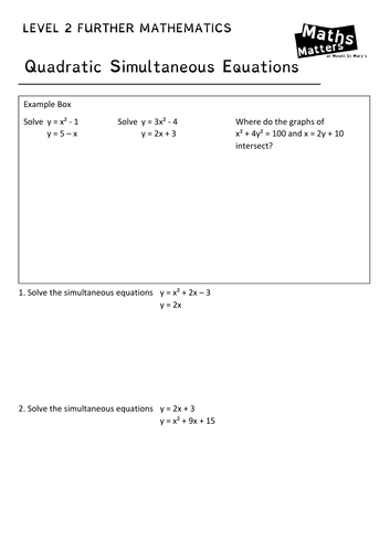 L2FM - Simultaneous Equations | Teaching Resources