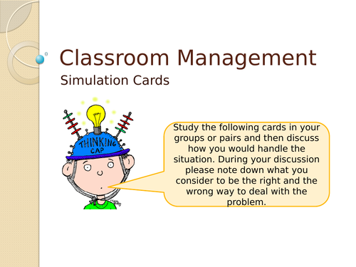 Classroom Management - Role Simulation Cards