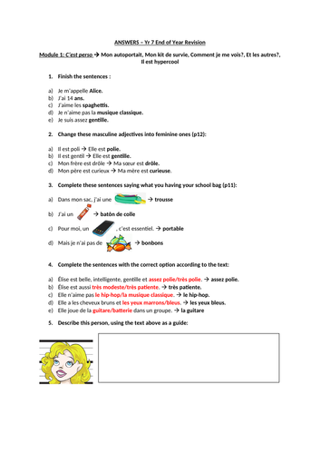 Studio 1 Modules 1-5 Revision Worksheets and Answers