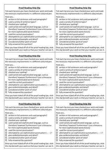 Proof Reading Help Slip