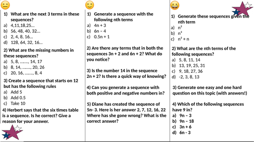 Differentiated sequences worksheet