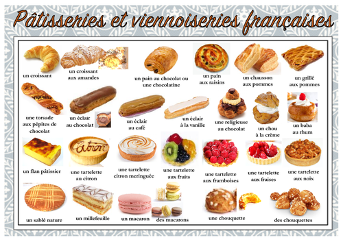 French pastries - Pâtisseries et viennoiseries françaises | Teaching ...