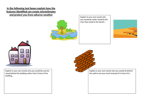 Microclimates worksheet