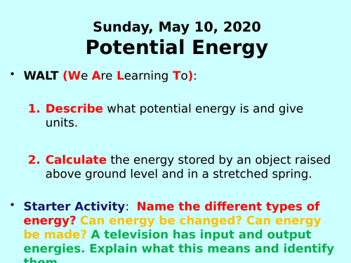 Potential Energy PPT - GCSE Physics