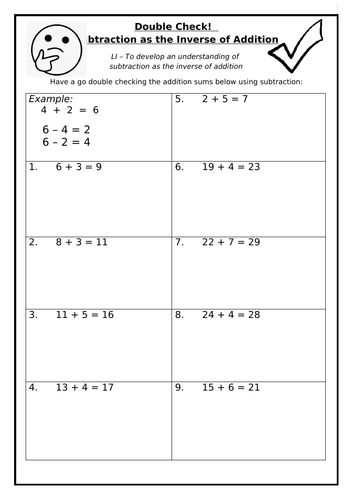 Subtraction As The Inverse Of Addition - Ks1 Lks2 