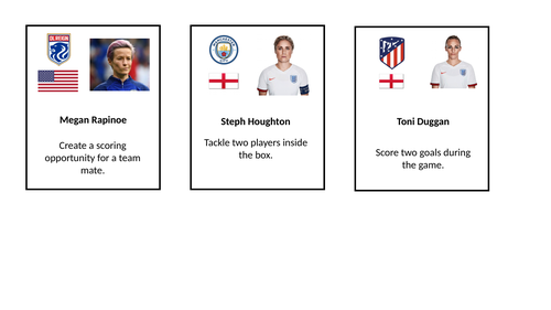 Female footballers - practical challenge cards