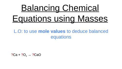 Edexcel balancing equations using mass data