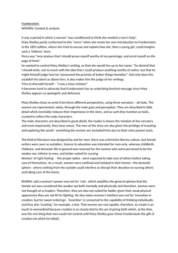 Frankenstein Comprehensive Notes