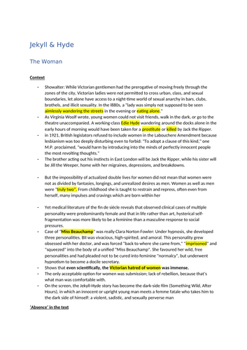 Grade 9 Exemplary Notes for Dr Jekyll and Mr Hyde