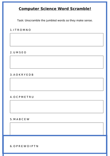 Computer Science - Word Scramble