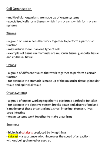 GCSE AQA BIOLOGY PAPER 1 REVISION GUIDE | Teaching Resources