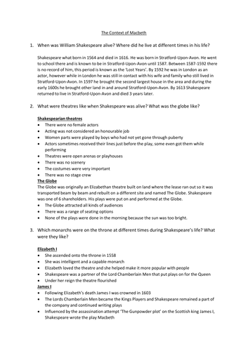 The Context of Macbeth