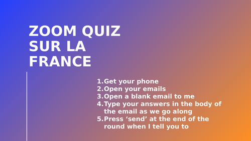 French culture quiz remote learning