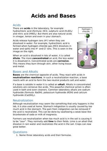Reading exercise - Acids and bases