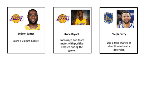 Basketball practical challenge cards