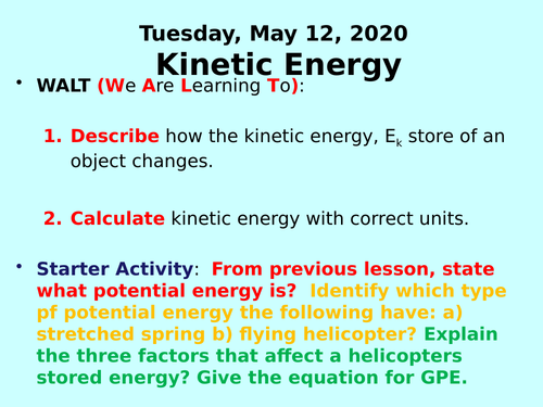 Kinetic Energy PPT- GCSE Physics