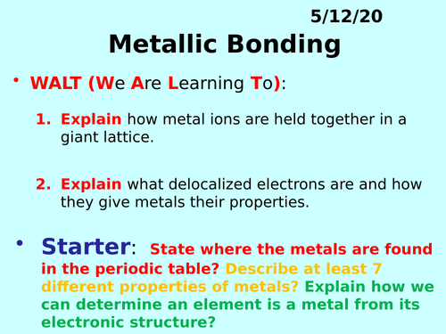Metallic Bonding PPT - GCSE Chemistry