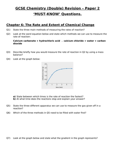 GCSE Chemistry (Double Science)  Revision - Paper 2 Questions and Answers