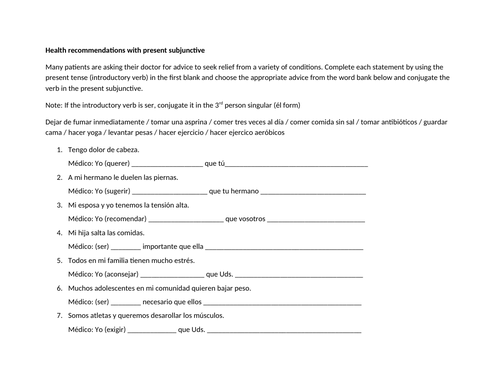La salud con subjuntivo