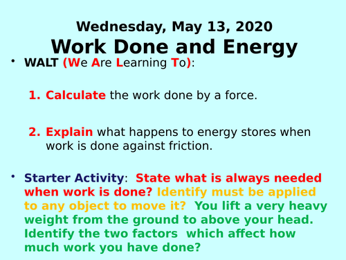 Work Done and Energy PPT - GCSE Physics
