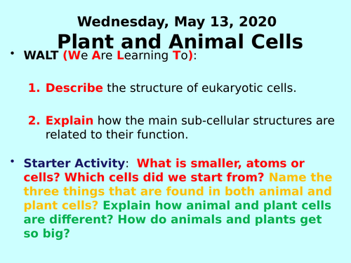 Plant And Animal Cells Ppt Gcse Biology Teaching Resources