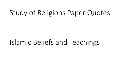 AQA GCSE Religious Studies A (9-1) Islamic Beliefs and Teachings Quotation PPT