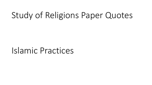 AQA GCSE Religious Studies A (9-1) Islamic Practices Quotation PPT