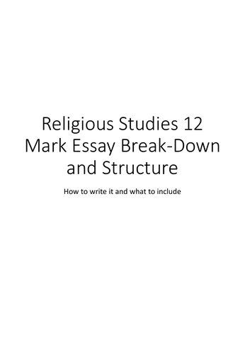 AQA GCSE Religious Studies A (9-1) 12 Marker SORI Essay Framework PPT