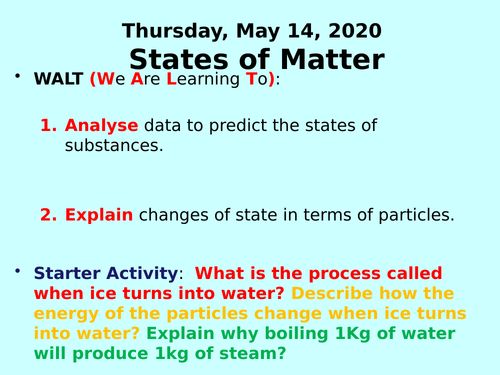 States of Matter PPT - GCSE Chemistry