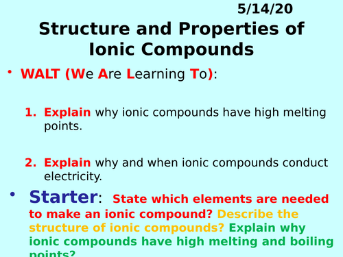 Properties of Ionic Compounds PPT - GCSE Chemistry
