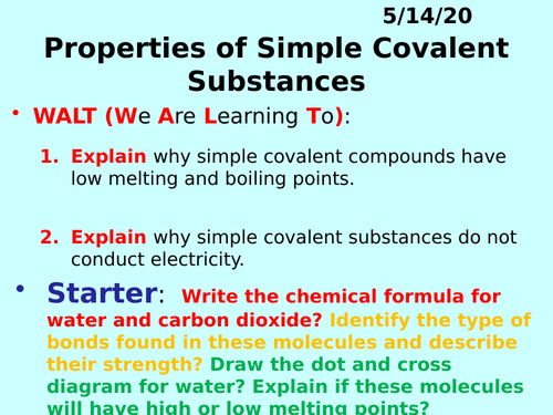 Properties of Simple (Covalent) Molecules PPT - GCSE Chemistry