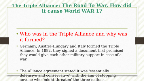 ALLIANCE SYSTEM, MOROCCO CRISES, SCHLIEFFEN PLAN AND OTHERS AS CAUSE OF WW1