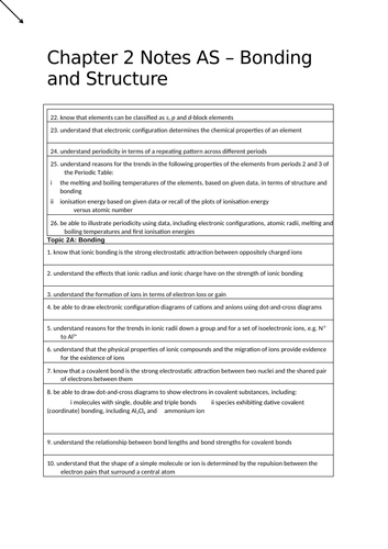 CONCISE A* A Level Chemistry Edexcel Chapter 2 Notes (Shapes, Intermolecular Forces)