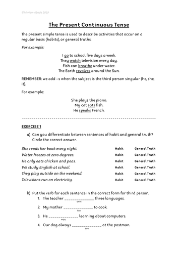 Present Continuous - EAL