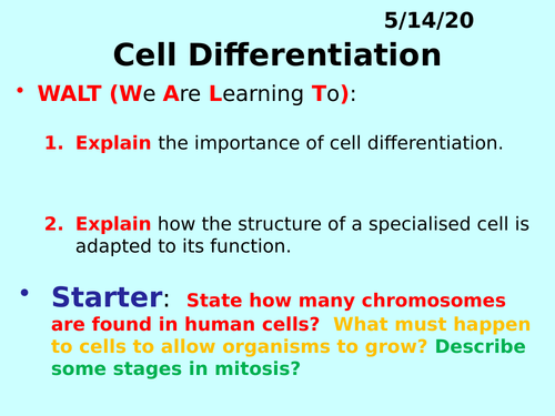 definition of differentiation in biology gcse