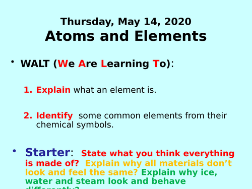 Atoms and Elements PPT - GCSE Chemistry