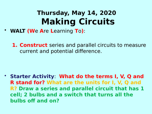 Making Circuits PPT - GCSE Physics