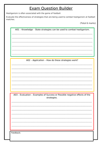 Hooliganism 6 - mark Exam Question