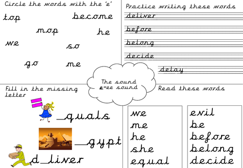 Phonics Worksheet- e Alternative Pronunciation