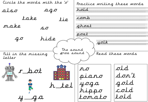 Phonics worksheet- o- Alternative pronunciation | Teaching Resources