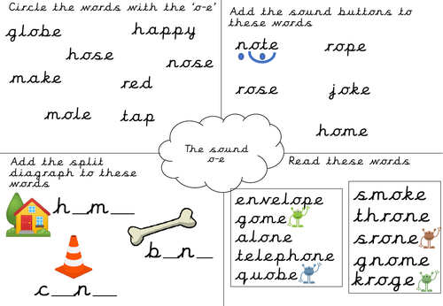 Phonics worksheet- o-e | Teaching Resources