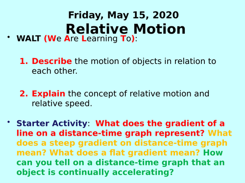 Relative Motion PPT - KS3 Physics