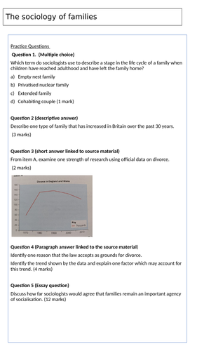 Sociology of the family practice questions