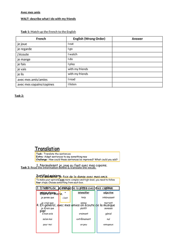 Activities with friends Worksheet