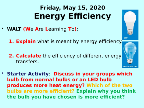 Energy Efficiency PPT - GCSE Physics